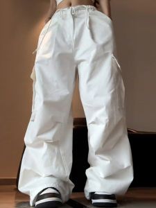 Wang Aego Womens Casual Wide Leg Workwear Pants High Waist Long Trousers Summer New Style Fashionable All-Match Street Style