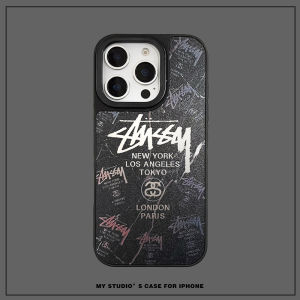 Stussy Magsafe Magnetic Absorption Phone Case for Apple 16Pro Mirror Electroplating Protective Shell Matte Anti-fall iPhone 15 Cool Men Trend High-End Feel