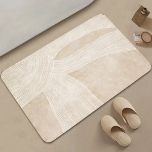 VIKAMA Scandinavian Style Decora Doormat Beige And White Lines Of Art Sense Of Non Slip Wear Resistant Floor Mats Home Decora