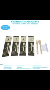 Cutleries Set Sendok Garpu Kayu Tusuk Gigi Tisu Sendok Kayu ( Isi 50 Set-WKSG)