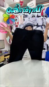 Quần tây nữ 1 nút lưng vừa dáng suông đồng phục đi học màu xanh đen quần nữ sinh cấp 2 3 vải tuyết mưa dày mềm Amazing