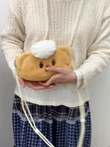 น่ารักเชฟเนยหมีตุ๊กตากระเป๋าการ์ตูนเด็กผู้หญิงกระเป๋าสะพายข้างกระเป๋าสะพายข้างกระเป๋าเบา