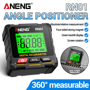 ANENG | ANENG RN01 Digital Inclinometer 4-Side Strong Mag Angle Gauge 0.05° Res Slope Level Backlit Screen Woodwork Precision Measuring