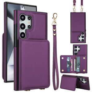 เคสช่องใส่การ์ดสำหรับ Samsung S25พิเศษพร้อมสายคล้องในแนวทแยงเคสเคสหนัง Dompet Koin พร้อมที่จับโทรศัพท์มือถือบัตรปลอกหุ้มเคสพร้อมเชือกสำหรับ Samsung Galaxy S24อัลตร้า S23บวก S22 S21พิเศษ FE Note20ฝาครอบอัลตร้ากระเป๋าสตางค์