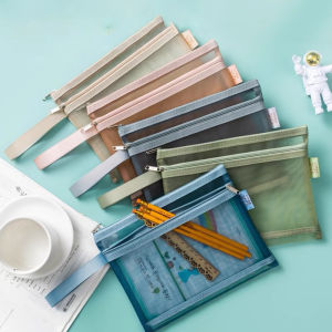 10 Chiếc Túi Lưới Hai Lớp Có Khóa Kéo Trong Suốt Nylon Trang Điểm Túi Bảo Quản A4 A5 Tập Tin Tổ Chức Văn Phòng Thân Thiện Với Môi Trường Túi Du Lịch