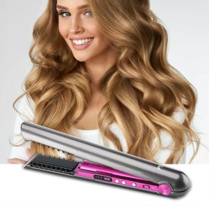 Mini 2 IN 1 RollerFlat Iron USB 4800mah Wireless Hair Straightener with Charging Base Portable Cordless Curler Dry and Wet Uses