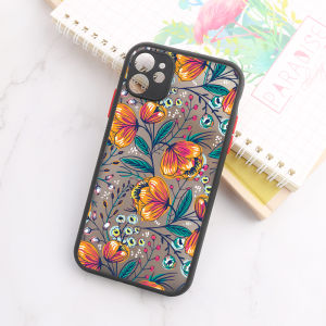 Hard Matte Phone Case For iPhone 11 13 Pro Max 14 15 XR X 7 8 Plus SE 2020  12 Mini 13promax Lens Protection Flower Fundas Cover