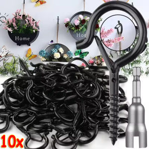 10sets Square String Lights Hanger Hooks with Safety Buckle Windproof Outdoor String Lights Anti Fall Screw Hooks Hardware