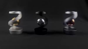 Gravity Defying Kinetic Desk Toy Levitating Desk Toy Desktop Suspended Gyroscope Kinetic Spinning Desk Toys Stress Relief Toys Adults for Desk Décor (Gold+Silver Ball)