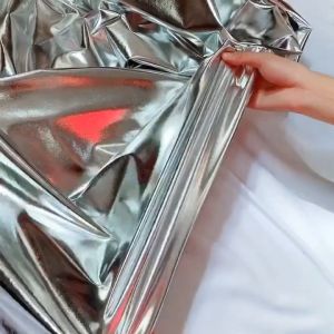 Stretch Shiny Gold Foil Bronzing Spandex Fabric Material PU Glossy Leather Fabric for DIY Stage Cosplay Costume Dress