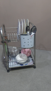 Heavy Duty Dish Drainer Dish Rack Organizer - 10 Plates - 2 Layers Stainless Steel