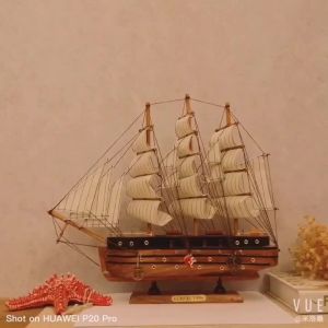 Naotical Lifelike Miniature Wooden Pirate Sail Ship Model Marine Decoration Accessories Modern Arts Office Home Decor Souvenirs