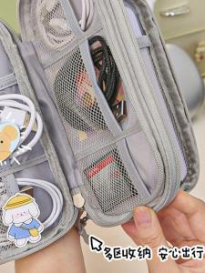 Portable Lightweight Waterproof Digital Accessories Storage Bag for Chargers Digital Earphones And Data Cables Double Layer
