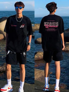 เสื้อยืดแขนสั้นคอตตอนแท้สำหรับผู้ชาย สไตล์อเมริกัน ลายบาสเก็ตบอล ทรงหลวม ย้อนยุค เทรนด์ฮิปฮอป แบรนด์ BFTK