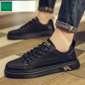 Mulinshan Mens Casual Work Shoes Soft Bottom Wear-Resistant Leather Shoes Breathable round Toe Flat Heel Outdoor Leisure Shoes