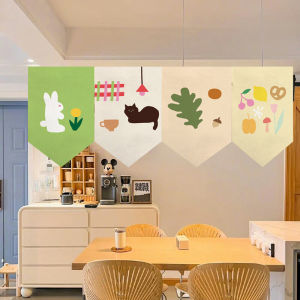 ธงสามเหลี่ยมผ้าม่านประตูผ้าม่านห้องครัวผ้าม่านตกแต่งร้านผ้าม่านครึ่งผ้าม่านสั้นผ้าม่านร้านอาหารใช้ในครัวเรือนไม่ต้องเจาะรู