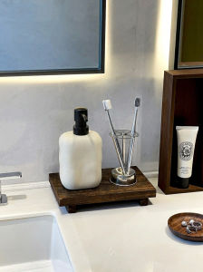 Multifunctional Ceramic Dispenser with Toothbrush Holder and Toothpaste Organizer
