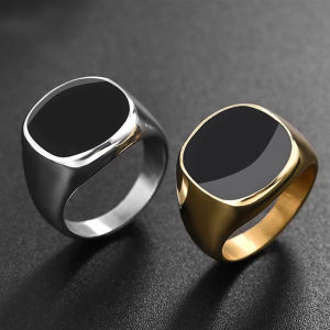 Mens Ring Punk Rock Smooth 316L Stainless Steel Signet Ring For Men Hip Hop Party Jewelry
