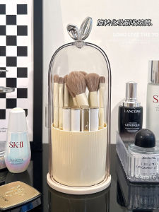 กล่องเก็บแปรงแต่งหน้าโต๊ะทำงานความจุขนาดใหญ่พร้อมฝาปิดแบบหมุนได้ เครื่องมือจัดระเบียบสินค้าเพื่อความสะดวกสบายในชีวิตประจำวัน