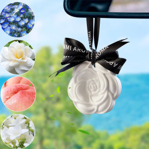 【WOKEN】4PCS Car Perfume Hanging Camellia Aromatherapy Wax Tablets Natural Solid Gypsum Car Pendant Bedroom Wardrobe Aromatherapy