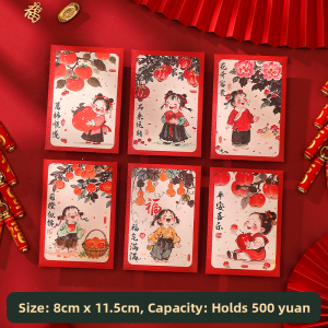 MONLEYTA | Creative New Year Red Envelope 2025 Snake Year Chinese New Year Festive Watercolor Style Childrens Lucky Money Envelope