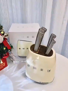 🔥8 colors🔥German SMEG knifeholder set kitchen household antique stainless steel kitchen knife Vegetables Utility Meat Santoku Bread Chefs Knife Solid Block slicer knife set Set Pisau SEMG