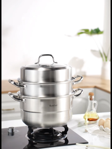 Redchef 22CM Stainless Steel Steamer with Oil Drain Rack Suitable for All Stoves free of PFAS PTFE and PFOA