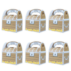 6/12pcs Pirate Candy Boxes Treasure Treat Chest Paper Gift Box Kid Trick or Treat Halloween Party Supplies Pirate Birthday Decor