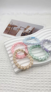 พร้อมส่ง🔥 ยางมัดผมสีพาสเทล ดีเทลถักสาน (1 ชิ้น) สำหรับผู้หญิง [ส่งจากไทย]