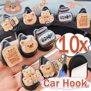 10PCS Cartoon Bear Small Hook Car Seat Back Self Adhesive Hook Cute Honey Pot Bear Dessert Auto Dashboard Decor Hanging Storage Hook