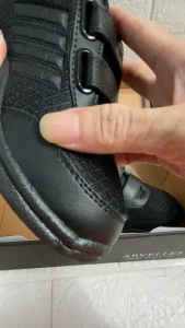 Fashionqu89 Sepatu sekolah anak laki laki perempuan full hitam tempel velcro