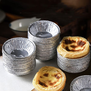 Chinatera 100pcs Disposable Round Egg Tart Mold Aluminum Tin Foil Egg Tart Shell Cupcake Cookie Muffin Mould Kitchen Baking Tools