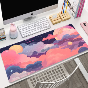 Potdemiel | Pink Clouds Mouse Pad Gamer Mousepads Big Gaming Mousepad Kawaii XXL Mouse Mat Large Keyboard Mat 100x55cm Desk Pad For Computer