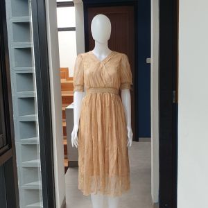 midi dress brukat wanita korea D7957