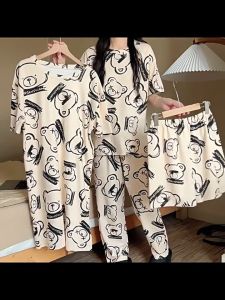 4in1 Baju Tidur Set Daster Celana Pendek Celana 3/4 Wanita Setelan Piyama Cewek Remaja Dewasa Karakter Murah Fashion