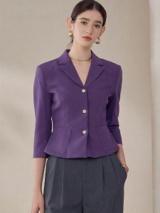 Roey s house | Professional Smart Casual Blazer for Women Purple 3/4 Sleeve