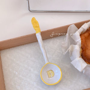 Youwu Young Adult * Ins Style Japanese Ceramic Spoon Hand Painted Strawberry Bear Long-Handled Coffee Spoon Meal Spoon Dessert Spoon