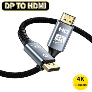 Display Port to HDMI Compatible Cable 4K 30Hz DisplayPort to HD Adapter Display Port Video Audio for PC HDTV Projector Laptop