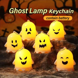 YESPERY พวงกุญแจโคมไฟผีฮาโลวีน6ชิ้นจี้ห้อยรูปผีเรืองแสงตกแต่งฮาโลวีนของขวัญไฟส่องพื้นไฟ LED ในปาร์ตี้