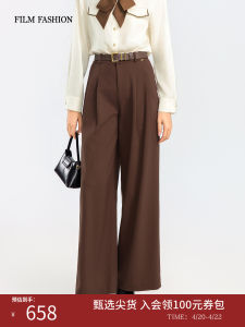 Spring New Vintage High Waist Straight Trousers Womens Commuter Style Pants