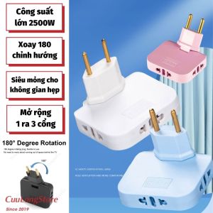 Ổ Cắm Chia 3 Phích Cắm Ổ Chia Điện Gập 180 độ 1 ra 3 dẹt tròn phích cắm chuyển đổi đa năng Ổ Cắm Chia Điện Cho Nhiều Thiết Bị Ổ Cắm 3 Cổng Cắm Tiện Dụng - Lazada