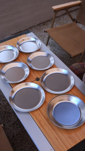 Campingmoon S397 Series Dish Plate Set Portable Ultralight Stainless Steel Tableware Anti-Corrosion Easy To Clean Outdoor Camping Sold Set Or Per Piece With Optional Storage Bag