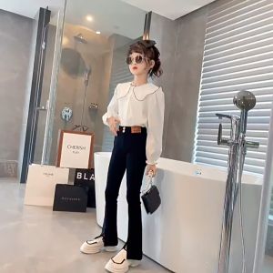 กางเกงยืนส์ใหญ่ สลิม กางเกงยืนส์เด็กหญิง กางเกงเด็กหญิง สาวกรีดกางเกงก้นกระดิ่งผ้ายางยืด