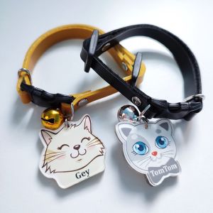 Kalung kucing custom bisa rekues nama dan gambar untuk hewan kesayangan anda di rumah