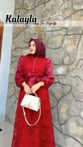 GAMIS BUSUI KALAYLA FULL BRUKAT ORGANZA CANTIK / GAMIS FULL DEPAN BELAKANG BRUKAT LENGAN ORGANZA / GAMIS KONDANGAN PESTA MUSLIM