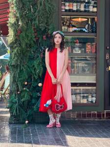 Vanilla sky: Strawberry soda drsss ❤️🩷 เดรสยาวสีชมพูแดง