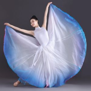 One Piece Dance Skirt Double-sided Wearing Gradient Tencel Classical Half Skirt Stage Performance Dance Big Swing Skirt
