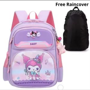 Tas Ransel 2in1 Kuromi Ransel Anak Sekolah Perempuan PAUD TK SD Free Raincover