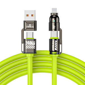 Cáp Sạc Siêu Nhanh 240W 4 Trong 1 Hai Cổng Type-C Và Lightning Tương Thích Với iPhone Samsung Huawei Xiaomi - Đồng Bộ Dữ Liệu & Sạc