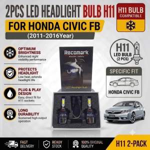 2PCS LED HEADLIGHT BULB (COB) (H11) FOR HONDA CIVIC FB (2011-2016Year)